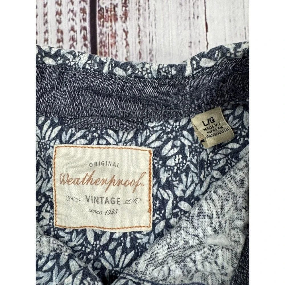Original Weatherproof Vintage Men's Large Short Sleeve Button Down Light Floral